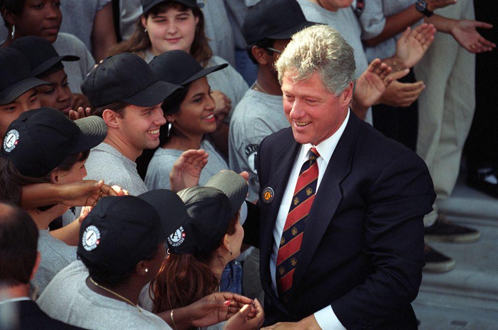Clinton and AmeriCorps members